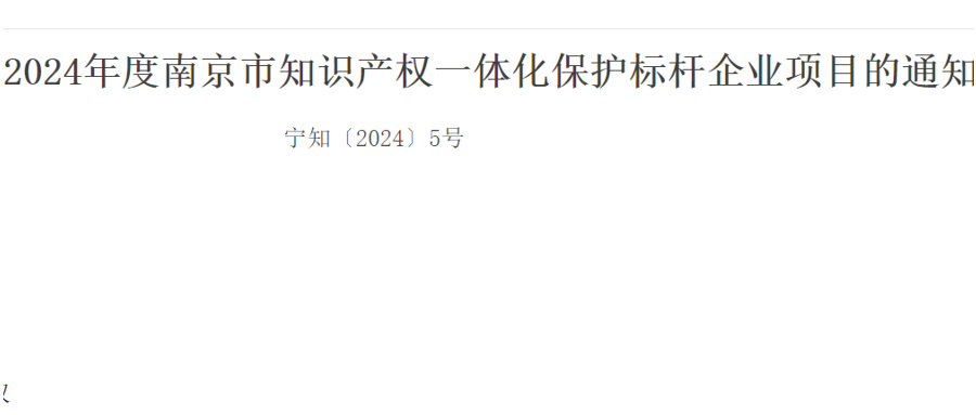 4月15日申報(bào)截止！南京市知識(shí)產(chǎn)權(quán)一體化保護(hù)標(biāo)桿企業(yè)項(xiàng)目啟動(dòng)